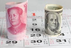 Dinero en circulación de China los E.E.U.U. fotos de archivo libres de regalías Dinero en circulación de China los E.E.U.U. fotos de archivo libres de regalías