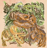 Dino, dinosaury - ręka rysujący wektor Kreskowa sztuka Zdjęcie Stock Dino, dinosaury - ręka rysujący wektor Kreskowa sztuka Zdjęcie Stock