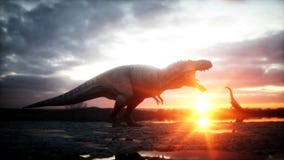 dinosaur Förhistorisk period stenigt landskap Wonderfull soluppgång framförande 3d royaltyfri illustrationer dinosaur Förhistorisk period stenigt landskap Wonderfull soluppgång framförande 3d royaltyfri illustrationer