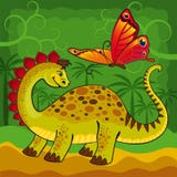 Dinosaurio del bebé y una mariposa grande Fotografía de archivo libre de regalías Dinosaurio del bebé y una mariposa grande Fotografía de archivo libre de regalías