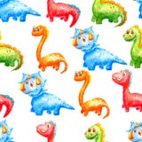 Dinossauros bonitos do teste padrão sem emenda da aquarela de cores e de tipos diferentes em um fundo branco ilustração do vetor Dinossauros bonitos do teste padrão sem emenda da aquarela de cores e de tipos diferentes em um fundo branco ilustração do vetor