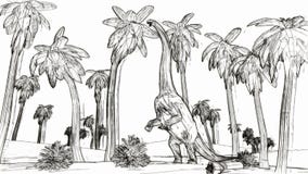 Diplodocus eating palm leaves sketch style 3d illustration vector illustration Diplodocus eating palm leaves sketch style 3d illustration vector illustration
