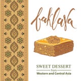 Dirigez l'illustration de la baklava avec un modèle traditionnel illustration stock Dirigez l'illustration de la baklava avec un modèle traditionnel illustration stock