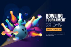 Dirigez la bannière ou l'affiche au néon rougeoyante de tournoi de bowling avec les boules et les goupilles de bowling 3d multico illustration de vecteur Dirigez la bannière ou l'affiche au néon rougeoyante de tournoi de bowling avec les boules et les goupilles de bowling 3d multico illustration de vecteur
