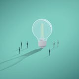 Dirigez le concept de l'équipe créative ayant une séance de réflexion ou un workin sur la solution, idée Ampoule géante avec minu illustration de vecteur Dirigez le concept de l'équipe créative ayant une séance de réflexion ou un workin sur la solution, idée Ampoule géante avec minu illustration de vecteur