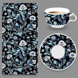 Dirigez le modèle floral sans couture de l'orient avec la tasse et le plat conception russe illustration de vecteur Dirigez le modèle floral sans couture de l'orient avec la tasse et le plat conception russe illustration de vecteur