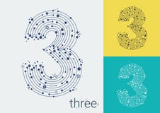 Dirigez le numéro trois sur un fond lumineux et coloré L'image dans le style de la techno, créée en entrelaçant des lignes et des illustration libre de droits Dirigez le numéro trois sur un fond lumineux et coloré L'image dans le style de la techno, créée en entrelaçant des lignes et des illustration libre de droits