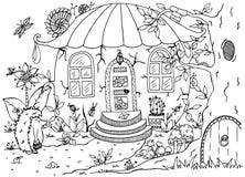 Dirigez le zentagl d'illustration, le hérisson et une maison dans le dessin de griffonnage de forêt Photo libre de droits Dirigez le zentagl d'illustration, le hérisson et une maison dans le dessin de griffonnage de forêt Photo libre de droits