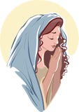 Dirigez les illustrations de prier Vierge Marie sur le blanc Photographie stock libre de droits Dirigez les illustrations de prier Vierge Marie sur le blanc Photographie stock libre de droits