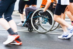 Disabled athlete in a sport wheelchair