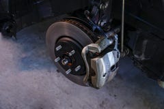 Disc brakes, stopping the break ,Car Suspension and car bearing parts concept royalty free stock image Disc brakes, stopping the break ,Car Suspension and car bearing parts concept royalty free stock image
