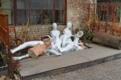 Discarded nude mannequins in junkyard. stock images Discarded nude mannequins in junkyard. stock images