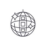 Disco ball line icon concept. Disco ball vector linear illustration, symbol, sign stock illustration Disco ball line icon concept. Disco ball vector linear illustration, symbol, sign stock illustration