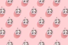 Disco Ball Pattern On Pink Background. 90s Retro Party Concept. Stock Images