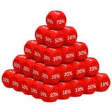 Discount Pyramid Concept. Pile of 3d discount cubes raging from 10 to 70 forming pyramid. Sale promotional concept stock illustration Discount Pyramid Concept. Pile of 3d discount cubes raging from 10 to 70 forming pyramid. Sale promotional concept stock illustration