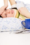Diseased Beautiful Girl Lying In Bed Stock Photography Diseased Beautiful Girl Lying In Bed Stock Photography