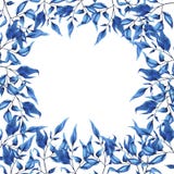 Diseño de tarjeta decorativo azul de las ramas Acuarela dibujada mano stock de ilustración Diseño de tarjeta decorativo azul de las ramas Acuarela dibujada mano stock de ilustración