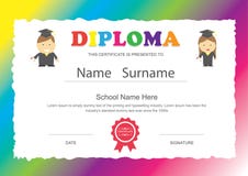 Diseño del certificado del diploma de la escuela primaria de los niños del preescolar libre illustration Diseño del certificado del diploma de la escuela primaria de los niños del preescolar libre illustration