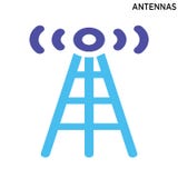 Diseño del símbolo del icono de las antenas aislado en el fondo blanco ilustración del vector Diseño del símbolo del icono de las antenas aislado en el fondo blanco ilustración del vector