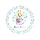 Diseño exhausto de Pascua de la mano con el conejito lindo ilustración del vector Diseño exhausto de Pascua de la mano con el conejito lindo ilustración del vector