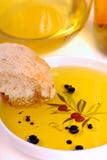Dish Of Olive Oil With Balsamic Vinegar And Bread Stock Photo