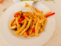 A dish of squid. royalty free stock images A dish of squid. royalty free stock images
