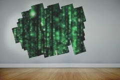 Display on wall showing green matrix stock illustration Display on wall showing green matrix stock illustration
