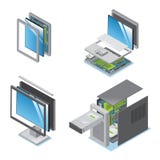 Dispositifs isométriques et instruments modernes réglés illustration stock Dispositifs isométriques et instruments modernes réglés illustration stock