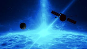 Distant exoplanet exploration by space probe stock illustration Distant exoplanet exploration by space probe stock illustration