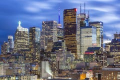 Distretto finanziario di Toronto del centro alla notte Fotografia Stock