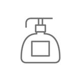 Distribuidor do sabão líquido, linha plástica cosmética ícone da garrafa ilustração stock Distribuidor do sabão líquido, linha plástica cosmética ícone da garrafa ilustração stock