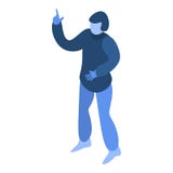 Dito dell'uomo sull'icona, stile isometrico illustrazione di stock Dito dell'uomo sull'icona, stile isometrico illustrazione di stock