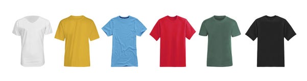 Divers T-shirts d'isolement sur le blanc photos libres de droits Divers T-shirts d'isolement sur le blanc photos libres de droits