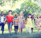 Diverse Children Friendship Playing Outdoors Concept