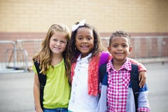 Diverse Children Going To Elementary School Stock Photos Diverse Children Going To Elementary School Stock Photos
