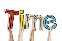 Diverse Hands Holding The Word Time Stock Photo - Image: 41013767