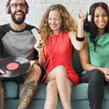Diverse People Community Togetherness Technology Music Concept stock image Diverse People Community Togetherness Technology Music Concept stock image