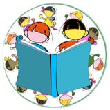 Diversity: Book and Children for School Education, Cartoon royalty free illustration Diversity: Book and Children for School Education, Cartoon royalty free illustration