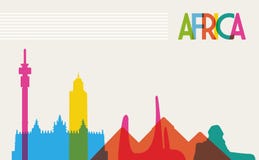 Diversity monuments of Africa, famous landmark col stock illustration Diversity monuments of Africa, famous landmark col stock illustration