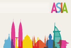 Diversity monuments of Asia, famous landmark color vector illustration Diversity monuments of Asia, famous landmark color vector illustration