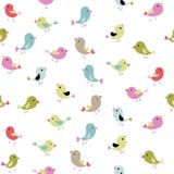 Diversos pequeños pájaros lindos con los picos del canto Modelo inconsútil de los pájaros coloridos Fondo blanco libre illustration Diversos pequeños pájaros lindos con los picos del canto Modelo inconsútil de los pájaros coloridos Fondo blanco libre illustration