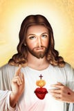 Divine Mercy of Jesus Sacred Heart. With Cross. This Digital Painting done with photoshop