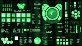 Djupt - grön futuristisk manöverenhet/Digital screen/HUD Djupt - grön futuristisk manöverenhet/Digital screen/HUD