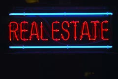 Dla Nieruchomości neonowy znak obraz royalty free Dla Nieruchomości neonowy znak obraz royalty free