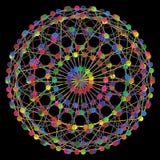 DNA Molecule Fractal Network Structure. Colorful DNA string connection concept, isolated on black background. Royalty Free Stock Photography DNA Molecule Fractal Network Structure. Colorful DNA string connection concept, isolated on black background. Royalty Free Stock Photography