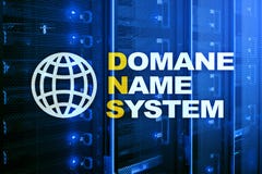 Dns - система доменных имён, сервер и протокол Интернет и концепция цифровой технологии на предпосылке комнаты сервера стоковая фотография Dns - система доменных имён, сервер и протокол Интернет и концепция цифровой технологии на предпосылке комнаты сервера стоковая фотография