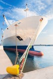 Docked Dry Cargo Ship With Bulbous Bow Royalty Free Stock Photos