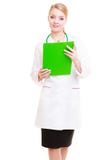 Docteur de femme dans le manteau de laboratoire avec le stéthoscope médical photos stock Docteur de femme dans le manteau de laboratoire avec le stéthoscope médical photos stock