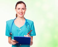 Docteur féminin souriant à vous photos libres de droits Docteur féminin souriant à vous photos libres de droits