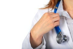 Doctor with blue stethoscope.